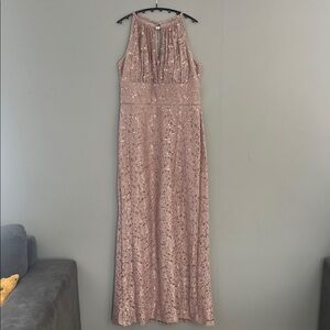 Oleg Cassini Blush Sequin Dress Size 10